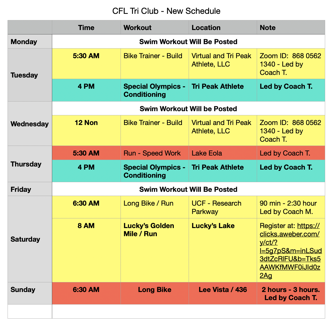Revision of Schedule – May 24 – 30, 2021