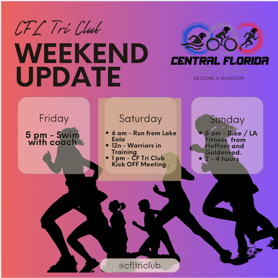 CFL Tri Club Weekend Schedule: Activities and Adjustments – Jan 17 – 19, 2025