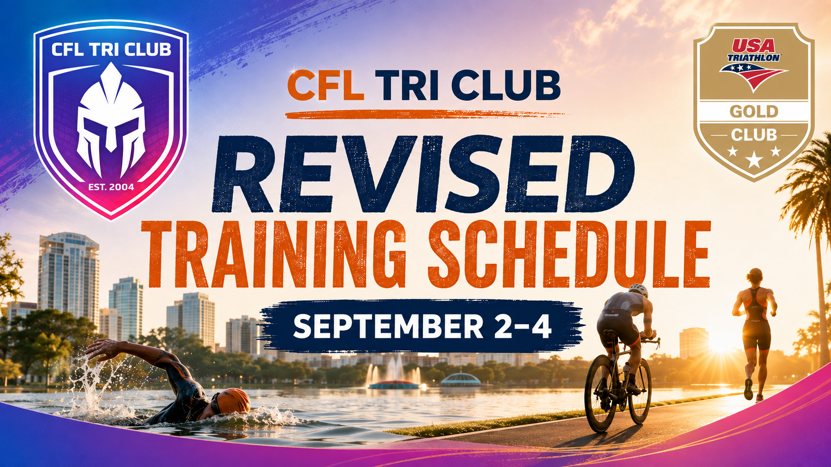 Revised CFL Tri Club Training Schedule: September 2–4